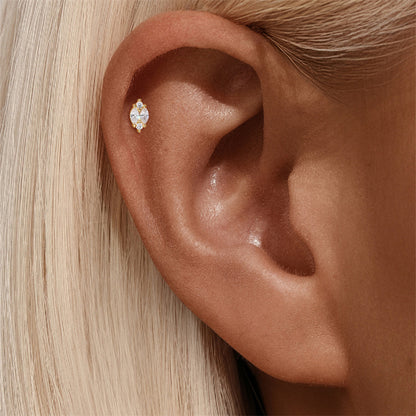 925 Sterling Silver Heart Star Geometric Chain Stud Earring Series