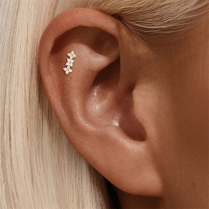925 Sterling Silver Heart Star Geometric Chain Stud Earring Series