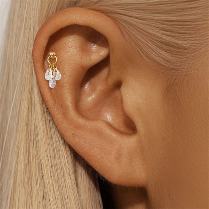 Waterproof 925 Sterling Silver Water Drop Piercing Earring Series