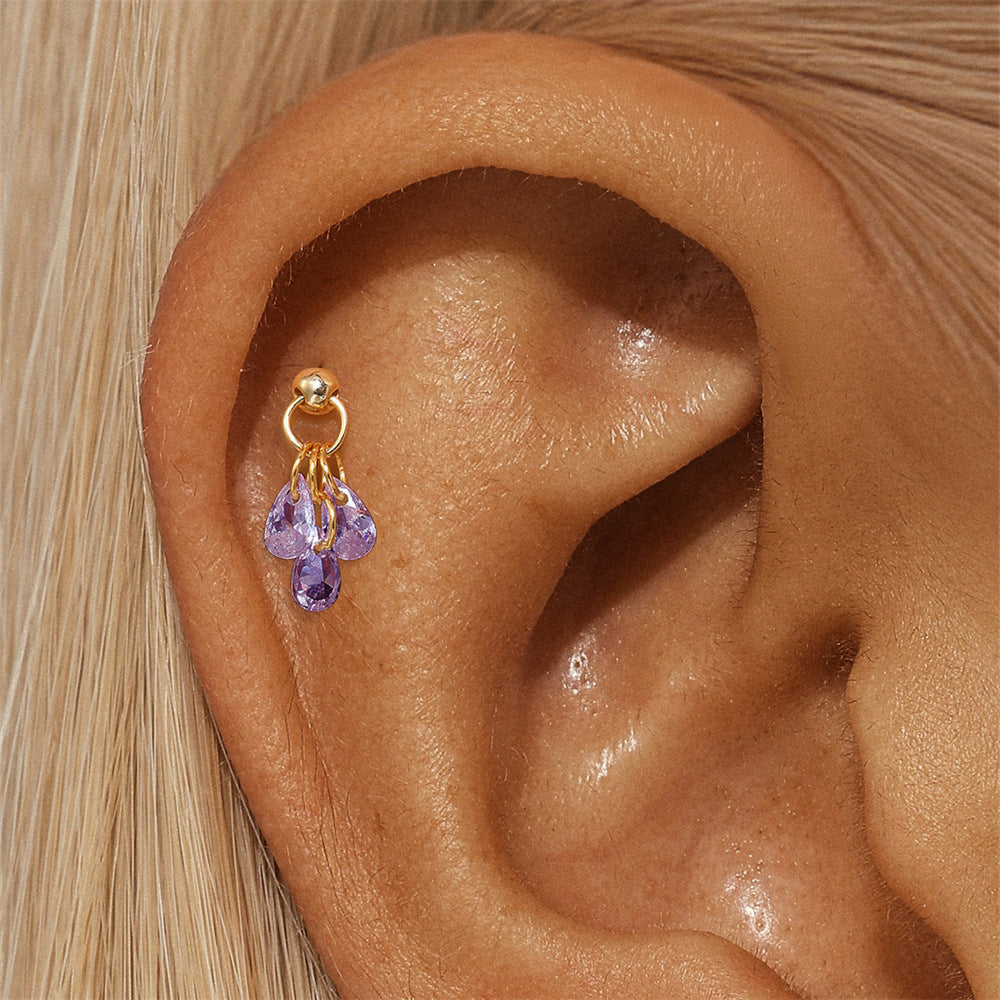 Waterproof 925 Sterling Silver Water Drop Piercing Earring Series