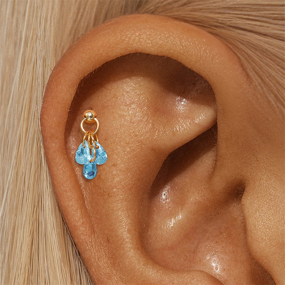 Waterproof 925 Sterling Silver Water Drop Piercing Earring Series