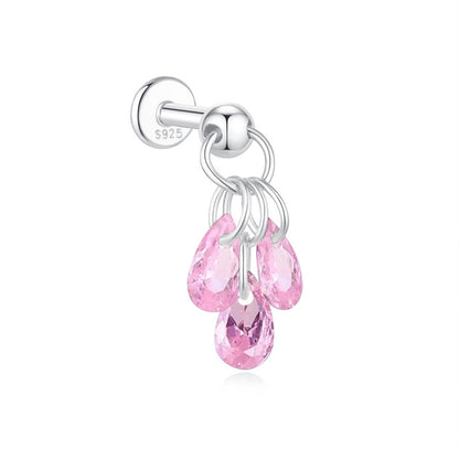 Waterproof 925 Sterling Silver Water Drop Piercing Earring Series