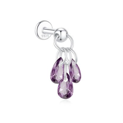 Waterproof 925 Sterling Silver Water Drop Piercing Earring Series