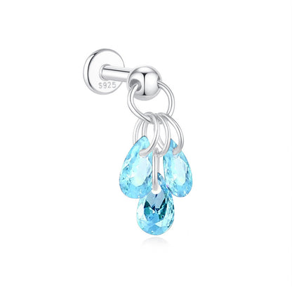 Waterproof 925 Sterling Silver Water Drop Piercing Earring Series