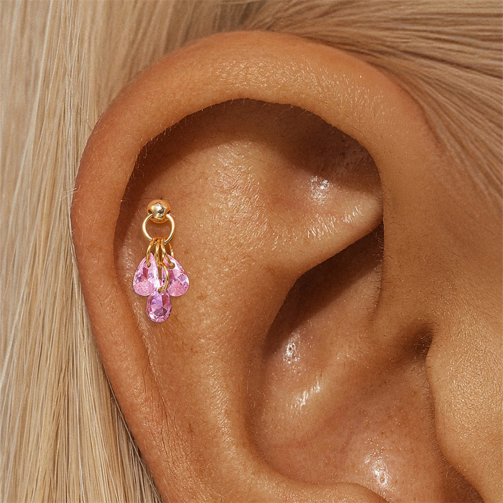 Waterproof 925 Sterling Silver Water Drop Piercing Earring Series