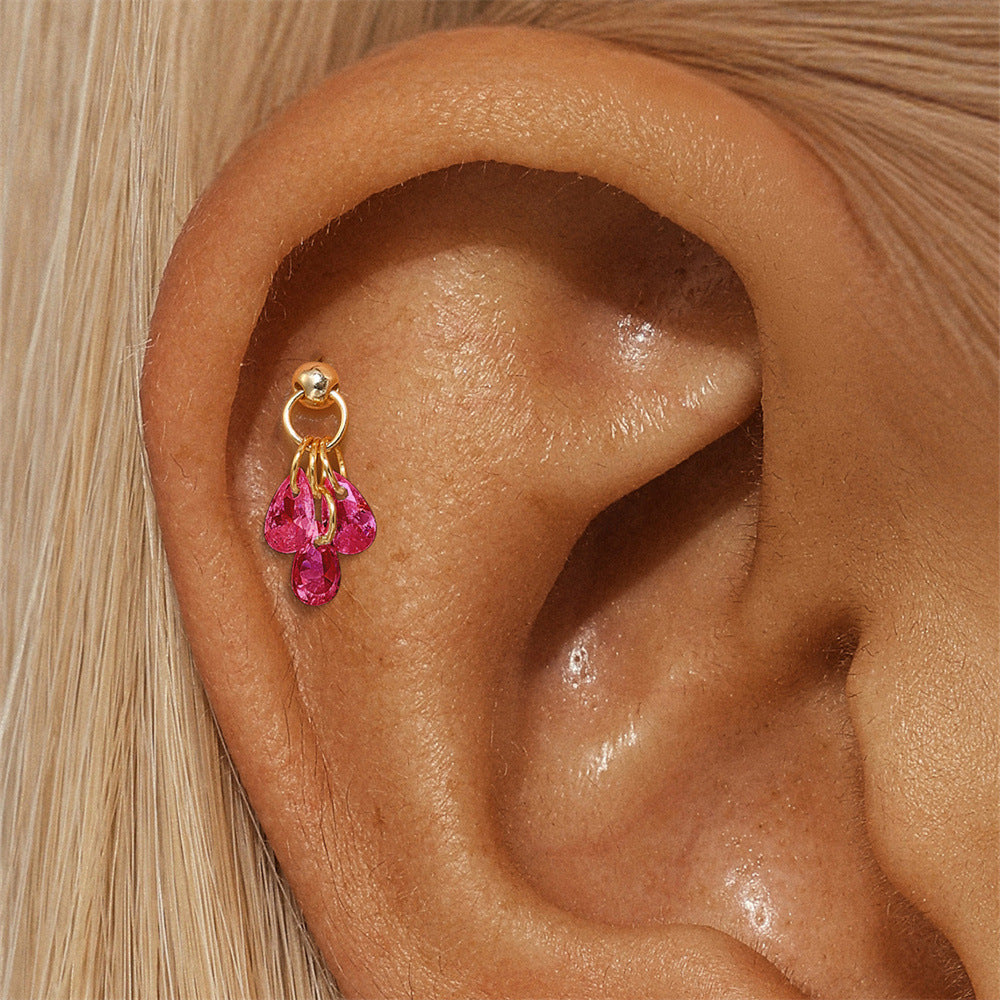 Waterproof 925 Sterling Silver Water Drop Piercing Earring Series