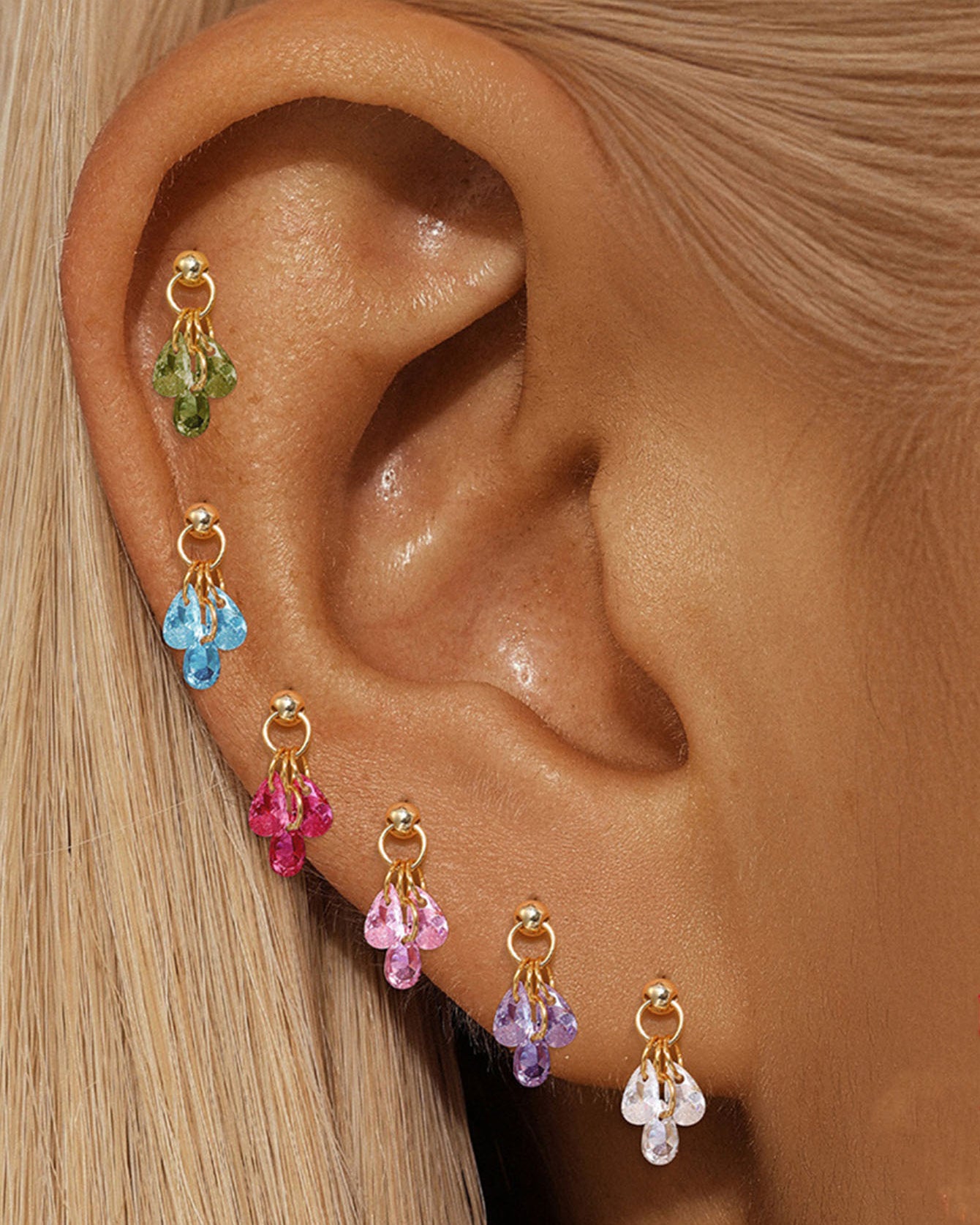 Waterproof 925 Sterling Silver Water Drop Piercing Earring Series