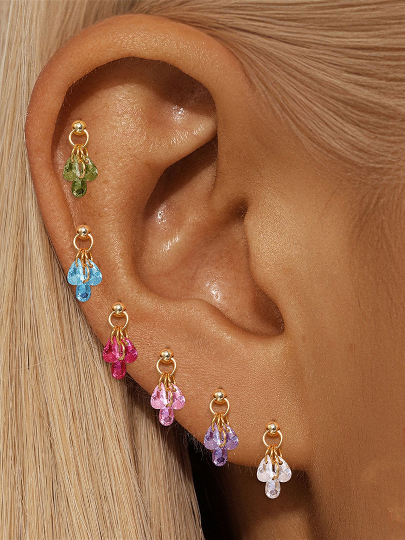 Waterproof 925 Sterling Silver Water Drop Piercing Earring Series