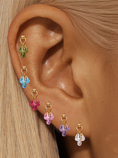 Waterproof 925 Sterling Silver Water Drop Piercing Earring Series