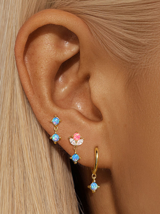 S925 Sterling Silver Colorful Hoop Stud Earrings