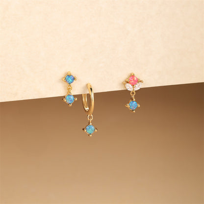 S925 Sterling Silver Colorful Hoop Stud Earrings