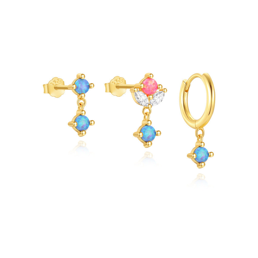 S925 Sterling Silver Colorful Hoop Stud Earrings