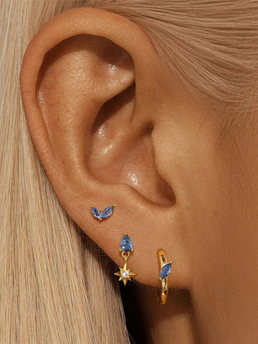 S925 Sterling Silver Sapphire Prong Setting Stud Earrings 