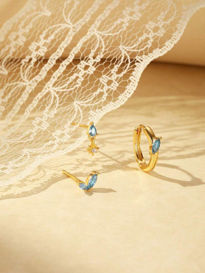 S925 Sterling Silver Sapphire Prong Setting Stud Earrings 