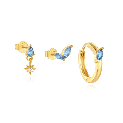 S925 Sterling Silver Sapphire Prong Setting Stud Earrings 