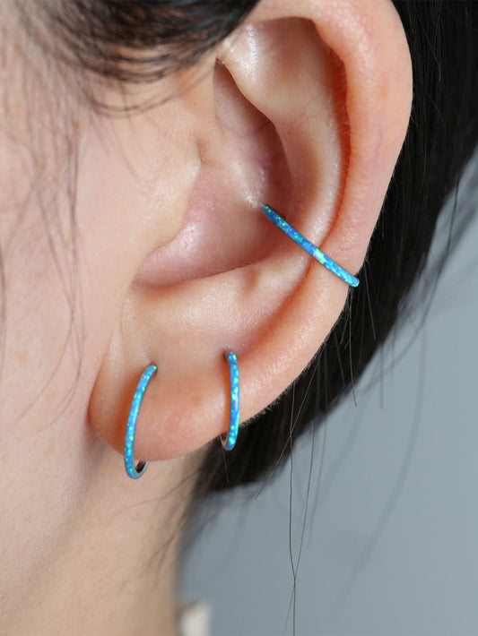 G23 Titanium Waterproof Blue Opal Hoop – Versatile Earring & Nose Ring