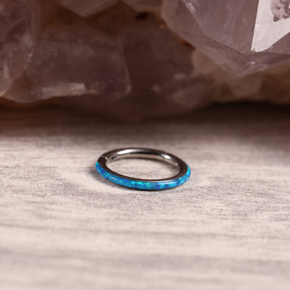 G23 Titanium Waterproof Blue Opal Hoop – Versatile Earring & Nose Ring
