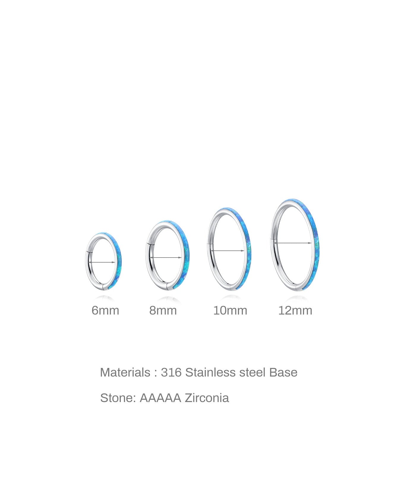 G23 Titanium Waterproof Cartilage Hoop 16G – Blue Opal Multiple Sizes