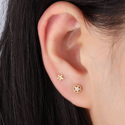 G23 Titanium Waterproof Dainty Floral Stud Earring