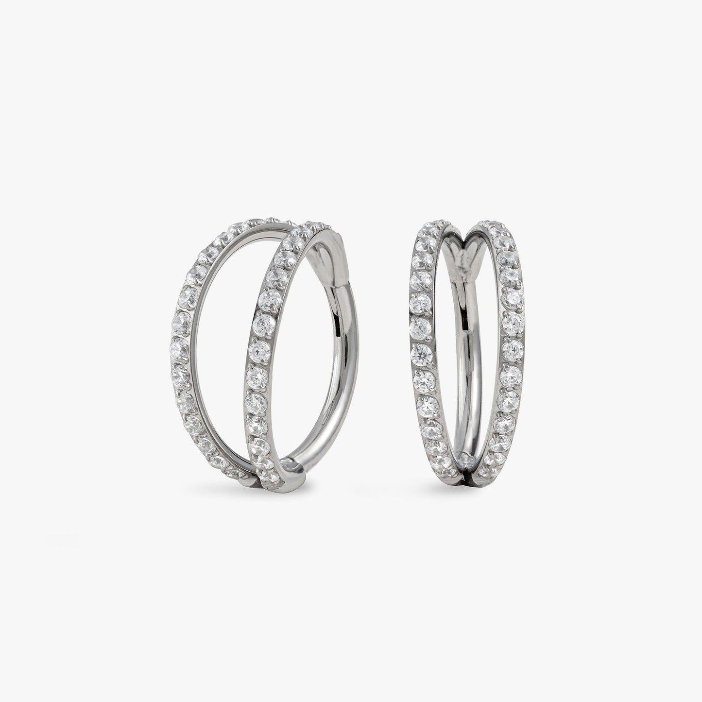 G23 Titanium Waterproof Double Pave CZ Cartilage Hoop