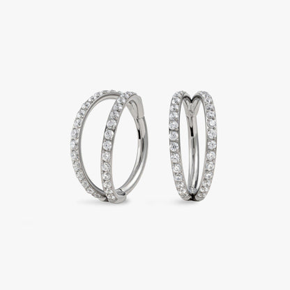 G23 Titanium Waterproof Double Pave CZ Cartilage Hoop
