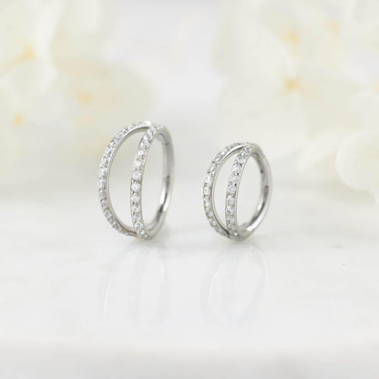 G23 Titanium Waterproof Double Pave CZ Cartilage Hoop