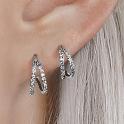 G23 Titanium Waterproof Double Pave CZ Cartilage Hoop