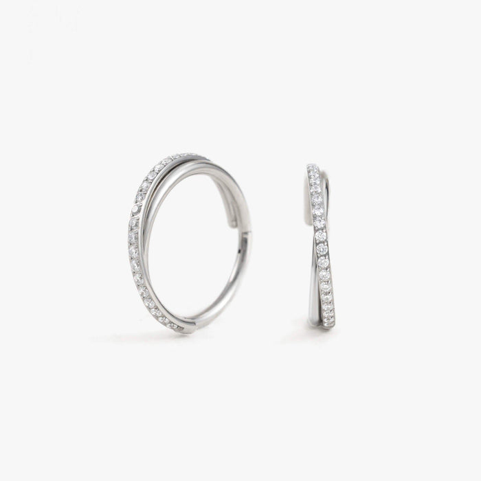 G23 Titanium Waterproof CZ Crystal Cartilage Hoop – 16G Double Layer