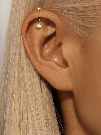 925 Sterling Silver Snowflake Horse Eye Ball Back Vertical Thread Piercing