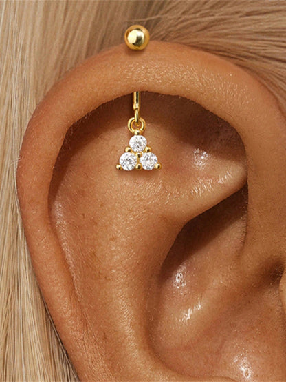 925 Sterling Silver Snowflake Horse Eye Ball Back Vertical Thread Piercing