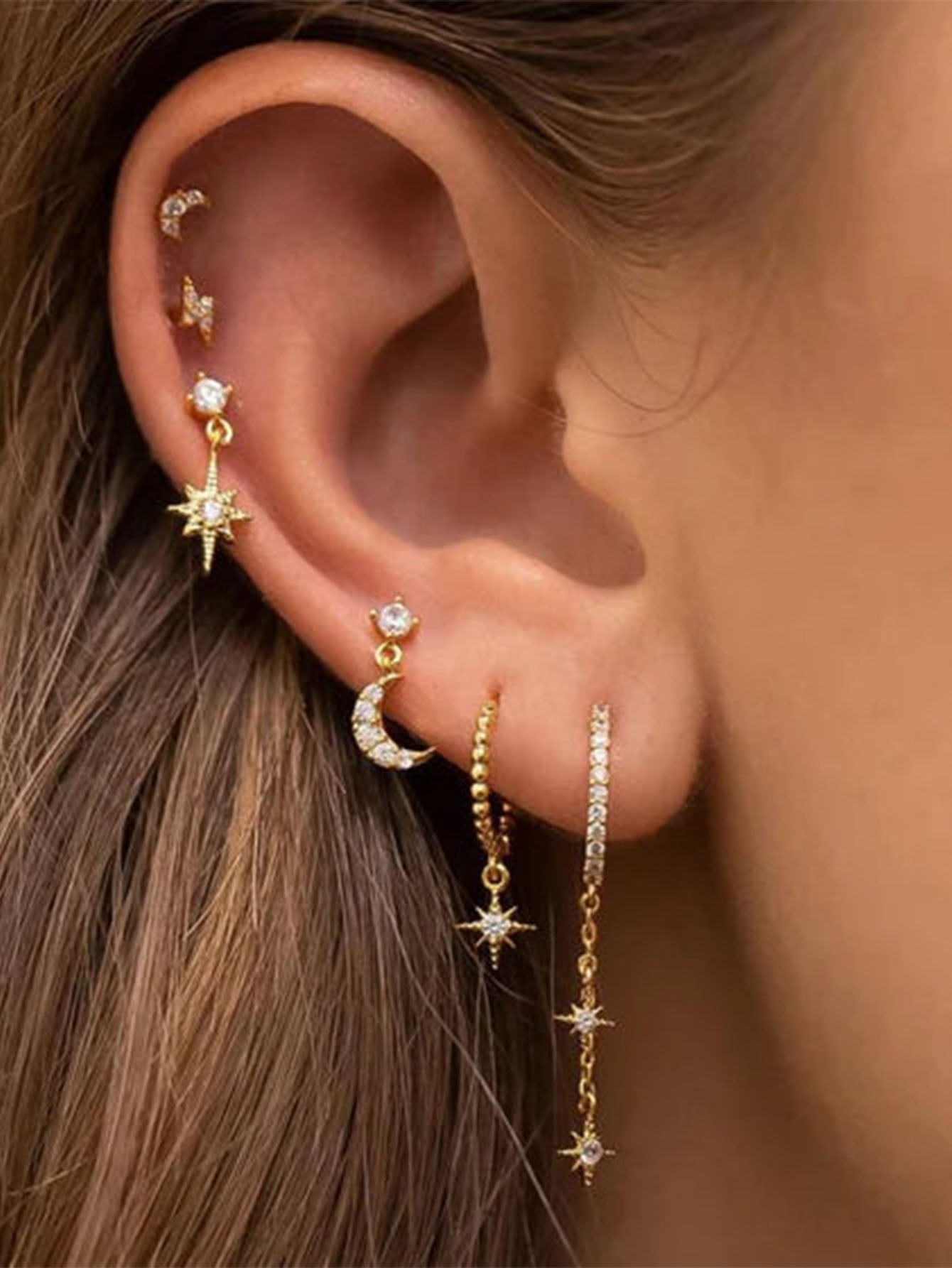 S925 Celestial Moon and Star Set