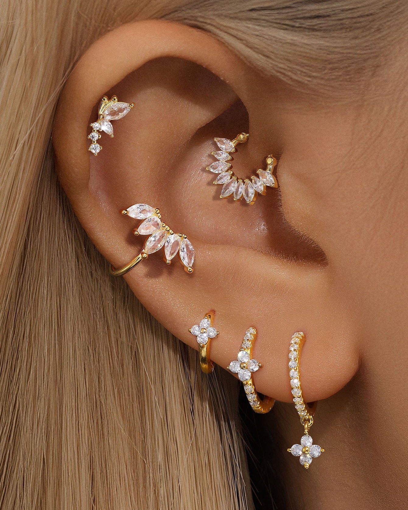 925 Sterling Silver Flower Pave Zircon Earring Series