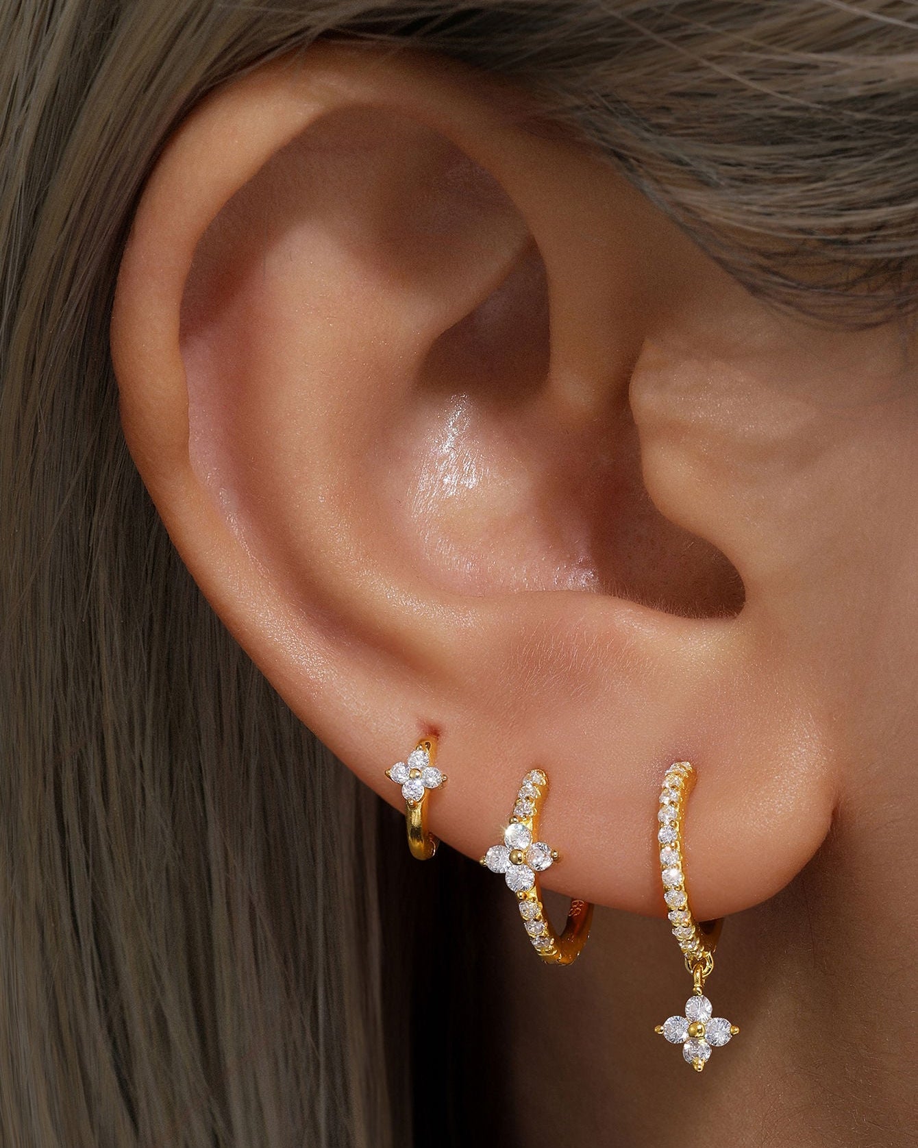 925 Sterling Silver Flower Pave Zircon Earring Series