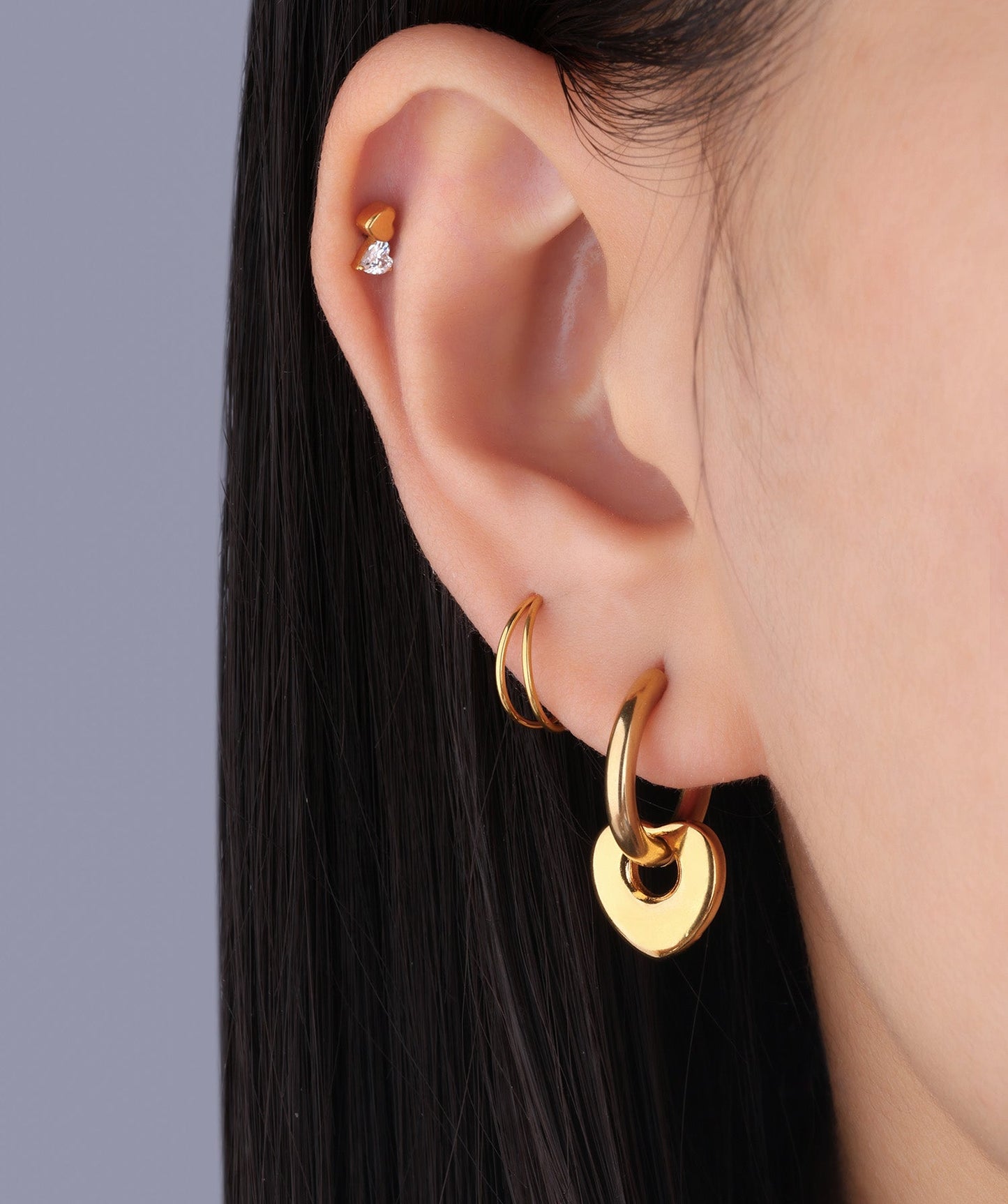 G23 Titanium Waterproof Refined Layers Double Hoop Clicker Earrings