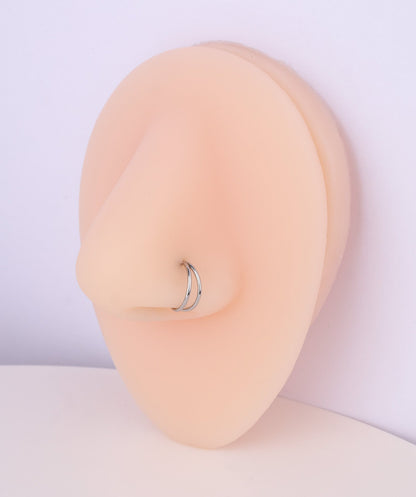 G23 Titanium Waterproof Refined Layers Double Hoop Clicker Earrings