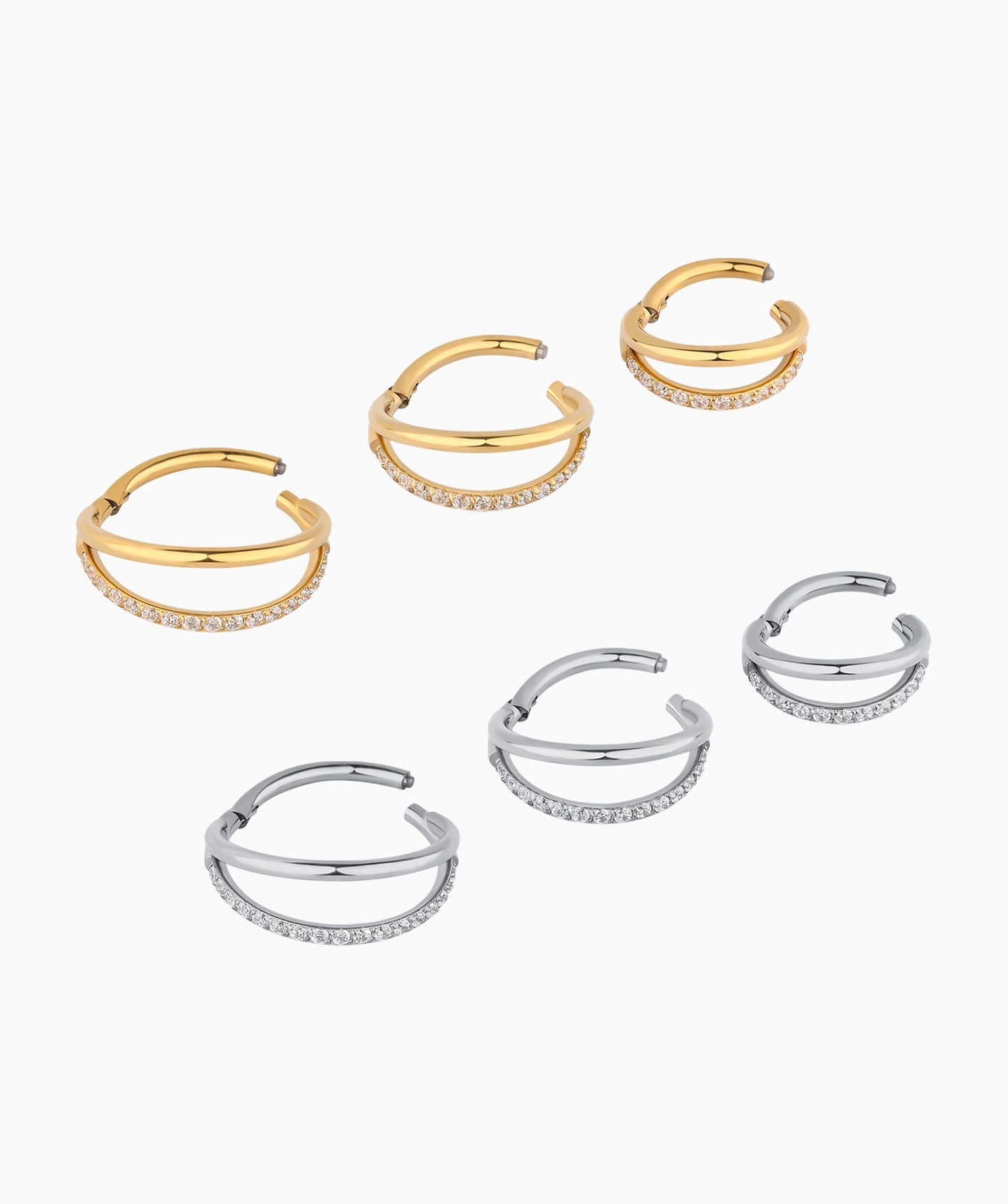G23 Titanium Waterproof Sparkling Double Layer Clicker Hoop