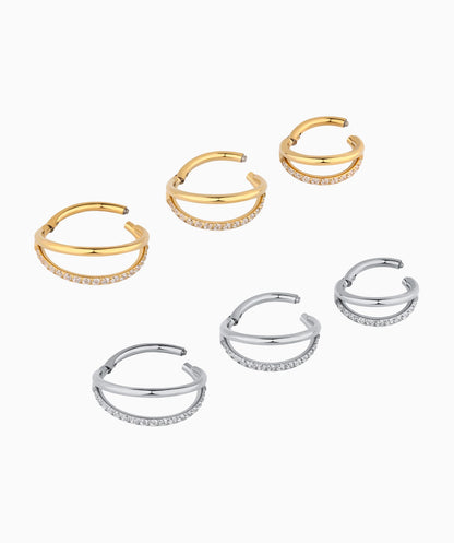 G23 Titanium Waterproof Sparkling Double Layer Clicker Hoop