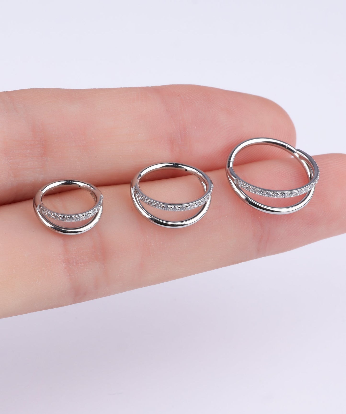 G23 Titanium Waterproof Sparkling Double Layer Clicker Hoop