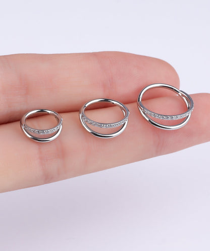 G23 Titanium Waterproof Sparkling Double Layer Clicker Hoop