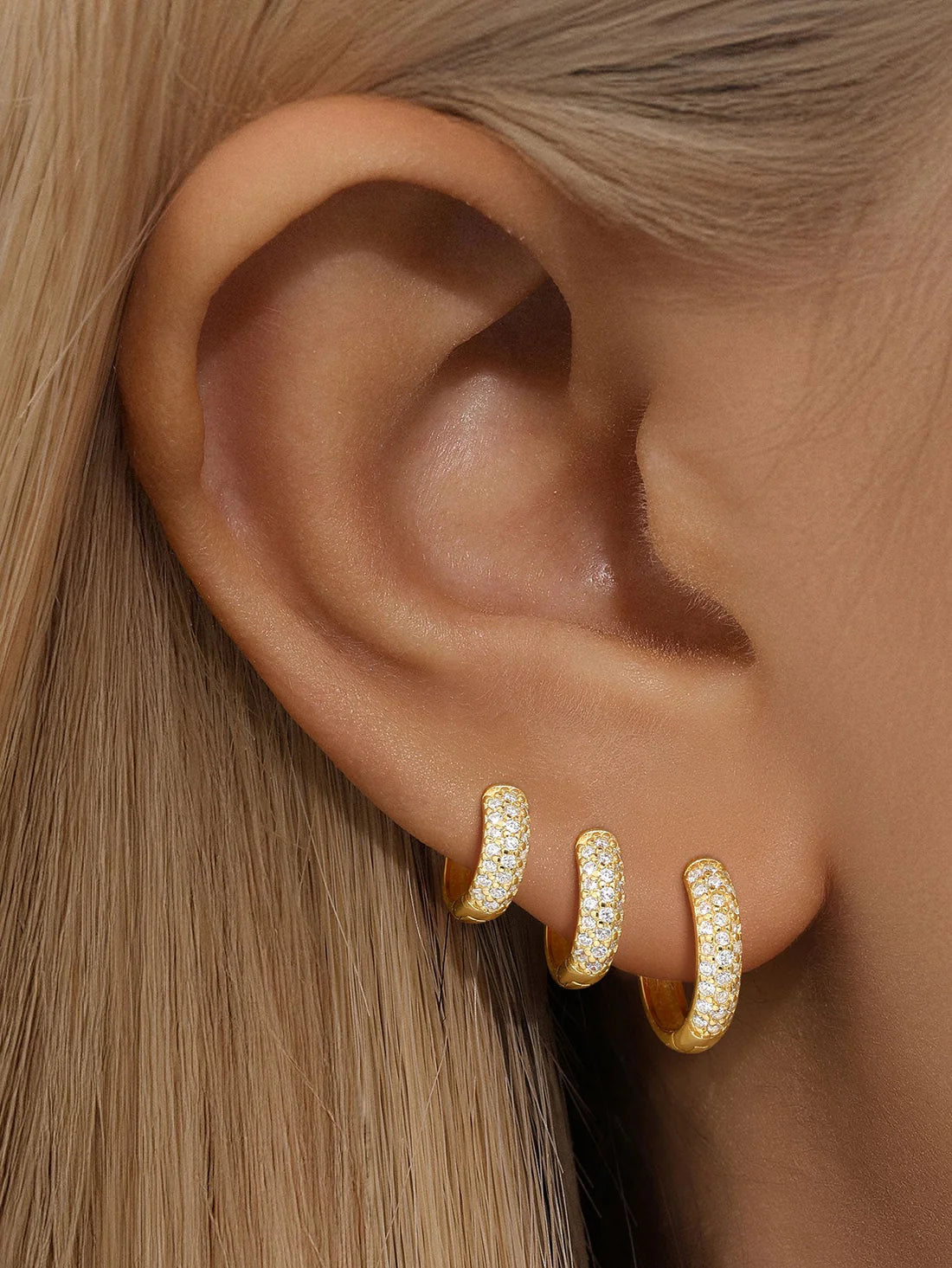 S925 Luxury Wide Zircon Hoop Earrings