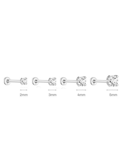 14K Solid Gold Waterproof Zircon Stud Earrings for Cartilage/Piercing