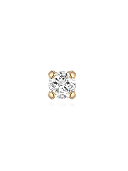 14K Solid Gold Waterproof Zircon Stud Earrings for Cartilage/Piercing