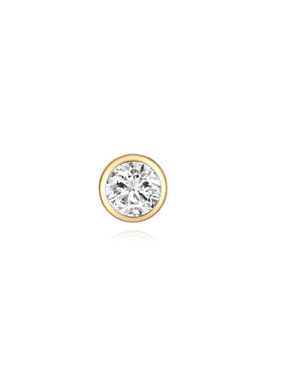 14K Solid Gold Waterproof Threaded Stud Earrings with Zircon