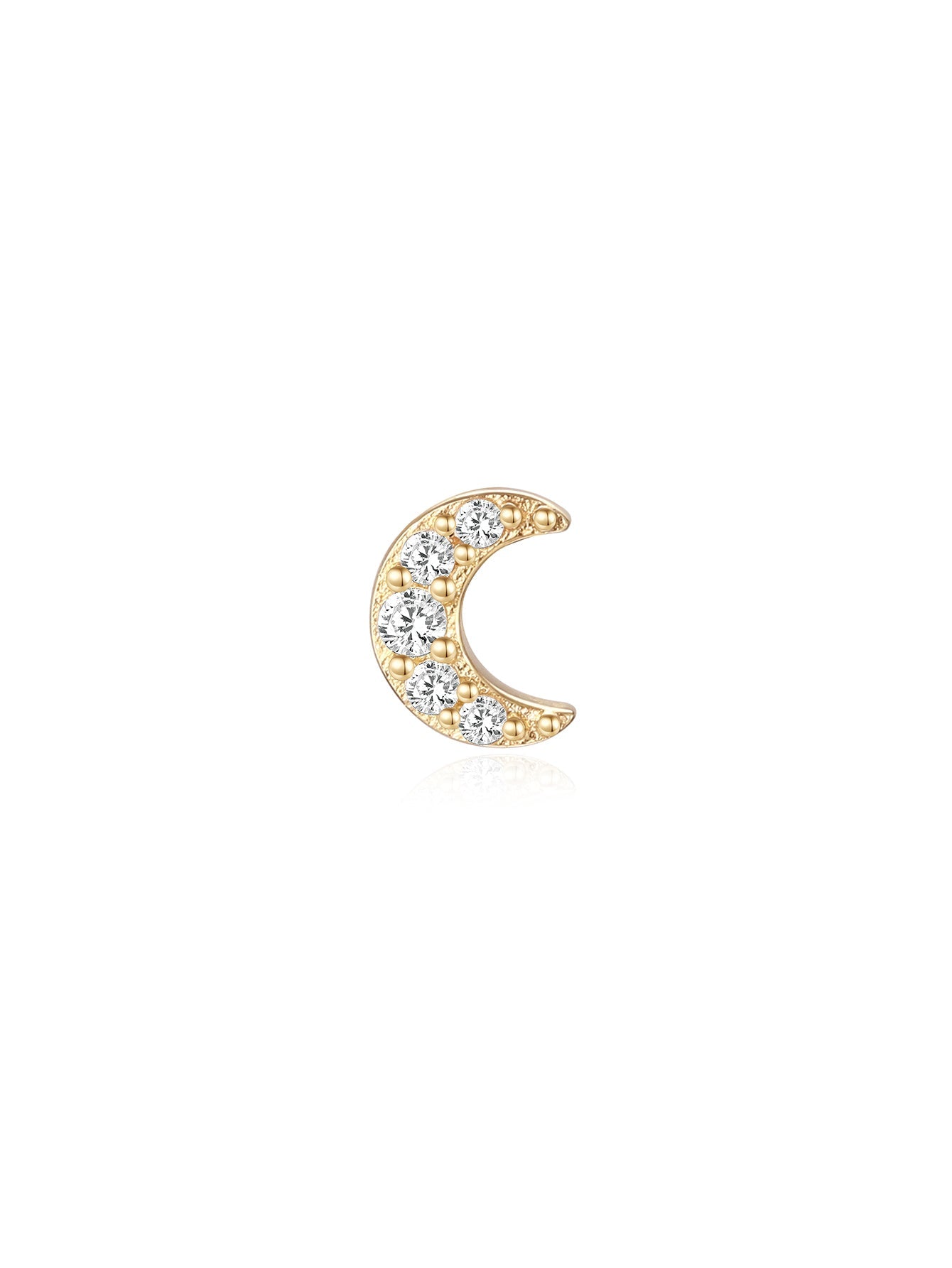 14K Solid Gold Waterproof Crescent Moon Stud Earrings