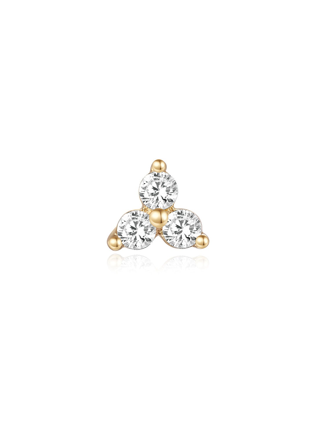 14K Solid Gold Waterproof Trinity Knot Stud Earrings