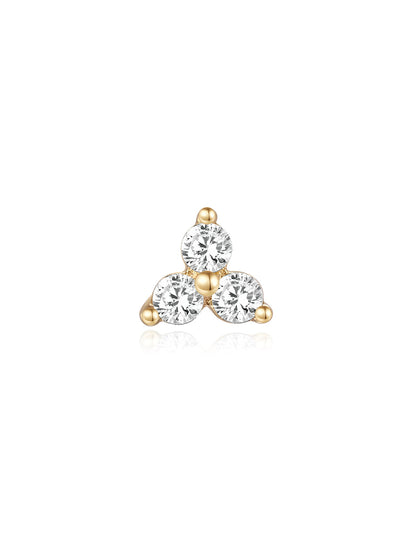 14K Solid Gold Waterproof Trinity Knot Stud Earrings