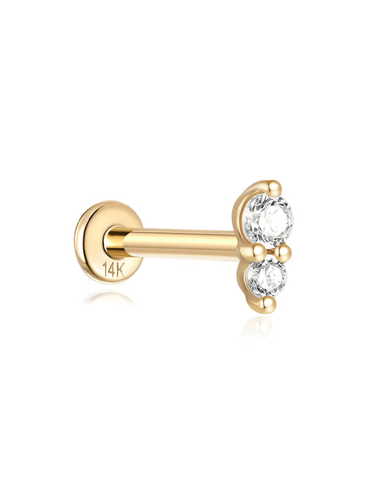 14K Solid Gold Waterproof Twisted Rope Piercing Stud