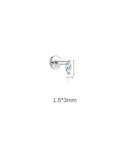 1.5x3mm marquise-cut moissanite 925 sterling silver flat back stud