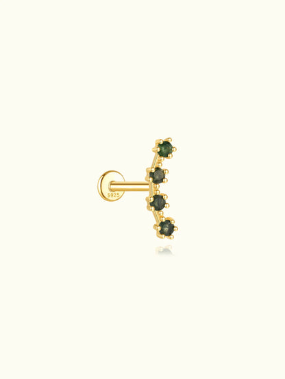 S925 Minimalist Moss Agate Arch Flatback Stud Piercing Earrings
