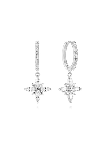 925 Sterling Silver Waterproof Butterfly Flower Zircon All Match Earring Set